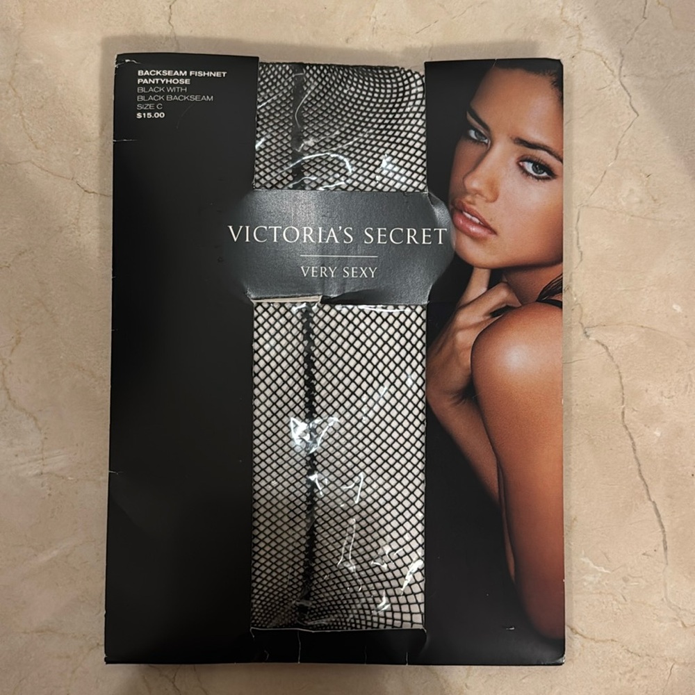 Victoria's Secret Backseam Fishnet Pantyhose NWT Size C